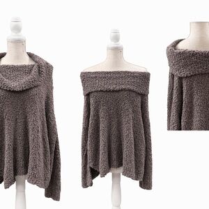 Cozy Off-Shoulder Brown Sweater